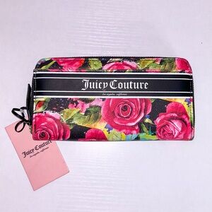 Juicy Couture Gothic Logo StripeLarge Za Black Multi Rose.